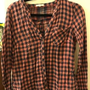 Pink and navy button up